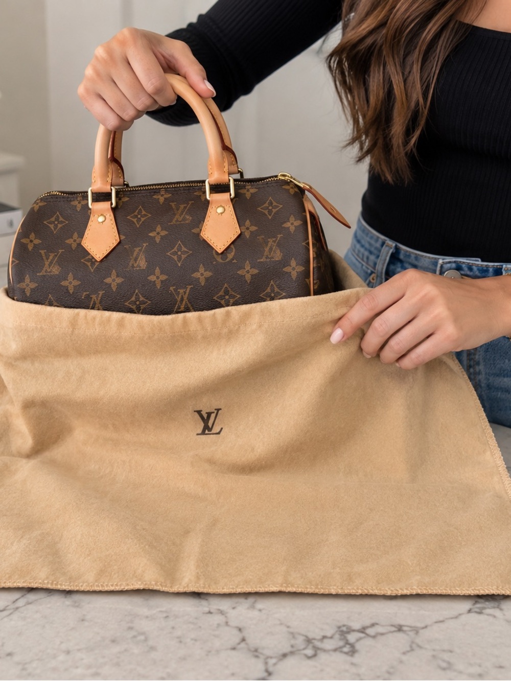 Vintage Louis Vuitton Large flap envelope-style dust bag